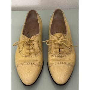 VTG Salvatore Ferragamo Women Oxfords Yellow Lizard 90s Sz 5.5
